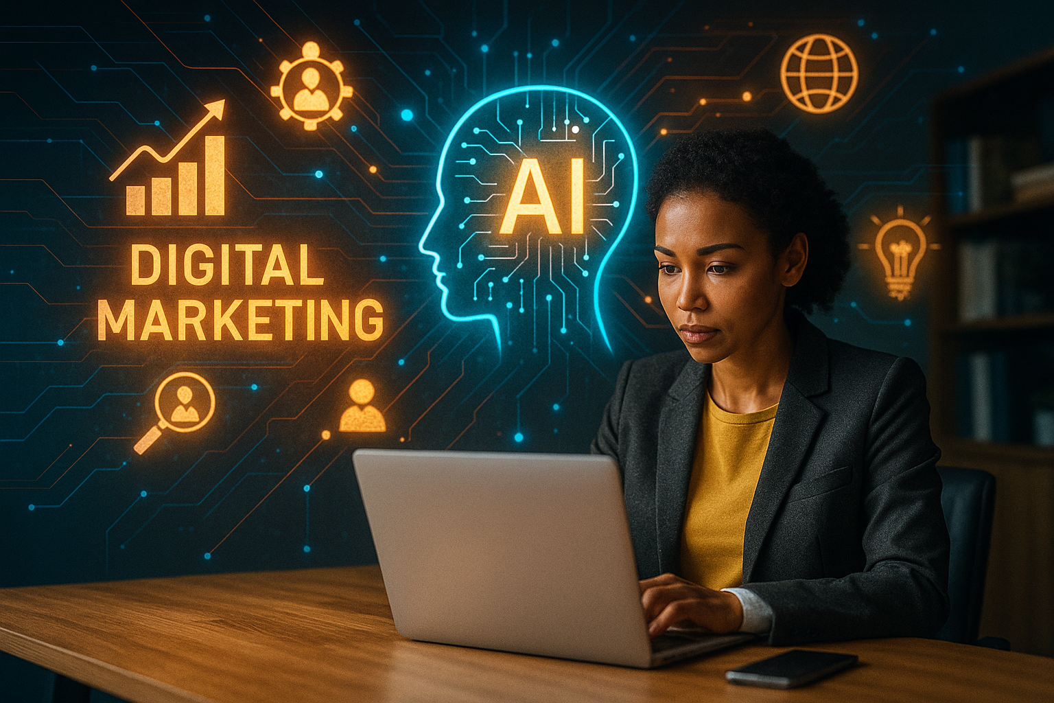 Dynamic AI marketing visualization with data overlays